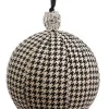 Allstate Balls>Black And Beige Houndstooth With Rhinestone Cap Christmas Ball Ornament 6" (150Mm)