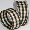Ribbon*The Ribbon People Black And Ivory Gingham Wired Woven Edge Craft Ribbon 1.5" X 27 Yards