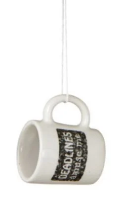 Midwest Humor>Black And White "Deadlines Amuse Me" Workplace Humor Mug Christmas Ornament 2.25"