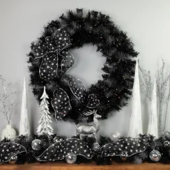 Pre-Lit Wreaths*Northlight Black Bristle Artificial Christmas Wreath- 36 Inches, Warm White Led Lights