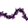 Classic Tinsel Garland*Northlight Black With Purple Bats Halloween Tinsel Garland - 50 Feet, Unlit