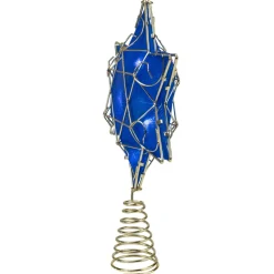 Star Tree Toppers*KSA Blue And Gold Colored Hanukkah Star Led Tree Topper 11.5