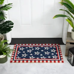 Northlight Blue And Red Americana Stars And Striped Border Coir Outdoor Doormat 18" X 30"
