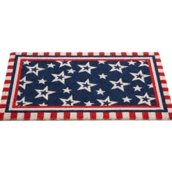 Northlight Blue And Red Americana Stars And Striped Border Coir Outdoor Doormat 18