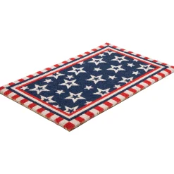 Northlight Blue And Red Americana Stars And Striped Border Coir Outdoor Doormat 18