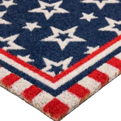 Northlight Blue And Red Americana Stars And Striped Border Coir Outdoor Doormat 18