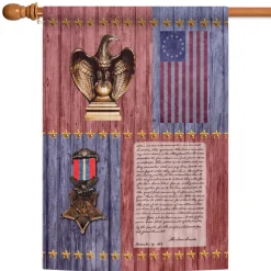 Toland Home Garden Blue And Red Gettysburg Address Patriotic Outdoor House Flag 40" X 28"