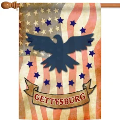 Toland Home Garden Blue And Red "Gettysburg" Eagle Patriotic Outdoor House Flag 40" X 28"