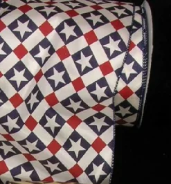 The Ribbon People Blue And White Patriotic Wired Craft Ribbon 5" X 20 Yards