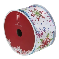Ribbon*Northlight Blue And White Snowflakes Christmas Wired Craft Ribbon 2.5