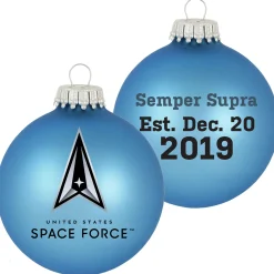 Christmas by Krebs Balls>Blue Matte Us Space Force Glass Christmas Ball Ornament 3.25" (80Mm)