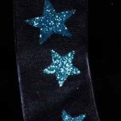 The Ribbon People Blue Stars Sheer Wired Craft Ribbon 1.5" X 27 Yards