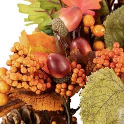 Northlight Brown And Orange Leaves And Berries Fall Harvest Wreath, 20-Inch