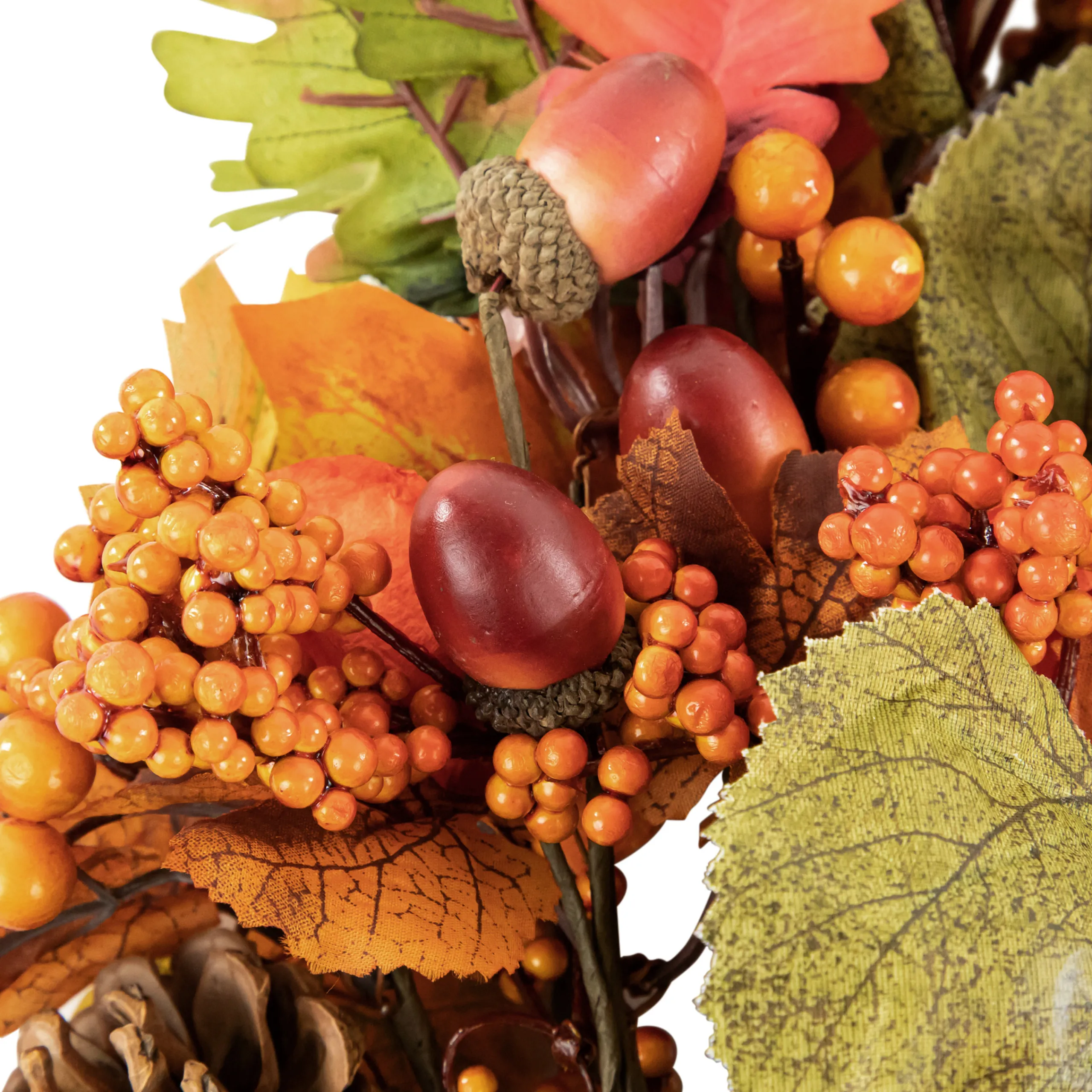 Northlight Brown And Orange Leaves And Berries Fall Harvest Wreath, 20-Inch