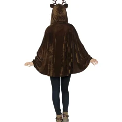 Fun World Brown And White Pullover Reindeer Poncho With Antlers Women Adult Christmas Costume - One Size