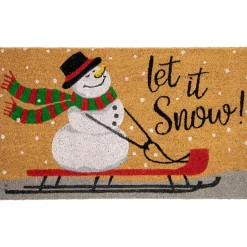 Wall & Door Decorations*Northlight Brown And White Snowman Let It Snow Rectangular Coir Christmas Doormat 18" X 30"