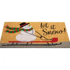 Wall & Door Decorations*Northlight Brown And White Snowman Let It Snow Rectangular Coir Christmas Doormat 18