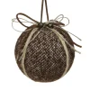 Northlight Balls>Brown Tweed With Jingle Bells Christmas Ball Ornament 4" (100Mm)