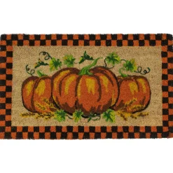 Northlight Checkered Fall Harvest Pumpkin Doormat 18" X 30"