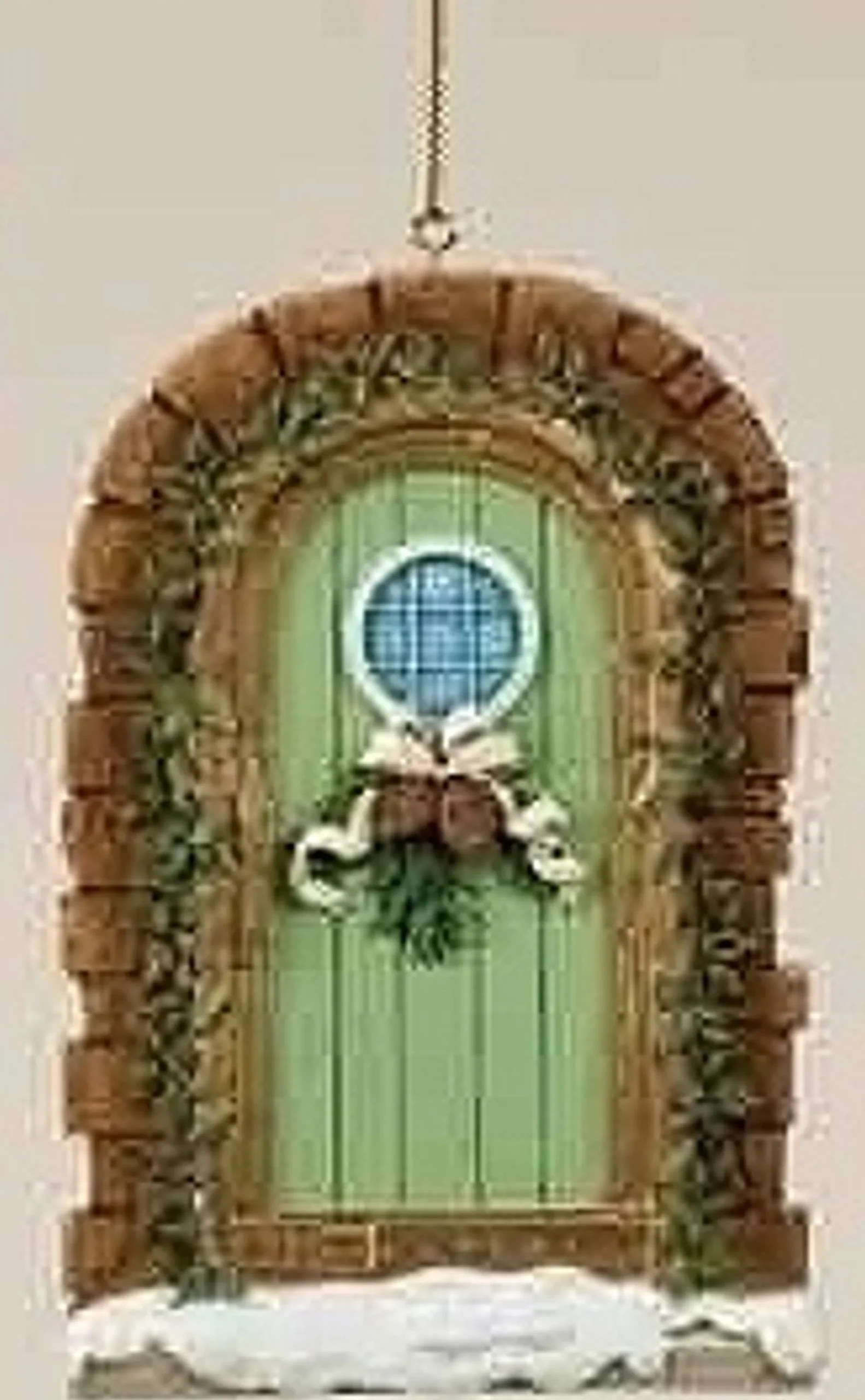 Roman Garden & Floral>Christmas Garden "Warmth And Joy" Snowy Door Ornament With Pine Cone Swag