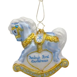 Christopher Radko Collectible> Baby's First Christmas Blue Foal Glass Ornament 1020687