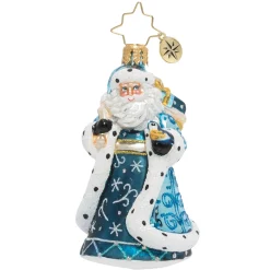 Christopher Radko Santa Claus> Debonair Winter Santa Gem Glass Christmas Ornament 1020131