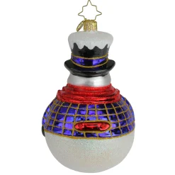 Christopher Radko Collectible> Jolly All- A-Round Snowman Glass Christmas Ornament 1019774
