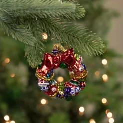Christopher Radko Collectible> Joyful Wreath Gem Glass Christmas Ornament 1018354