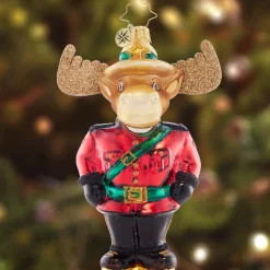 Christopher Radko Collectible> Mountie Bruce Moose Glass Christmas Ornament 1021494