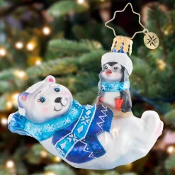 Christopher Radko Collectible> Perfect Polar Pals Gem Glass Christmas Ornament 1021406