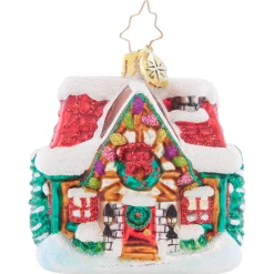Christopher Radko Collectible> The Coziest Cottage Gem Glass Christmas Ornament 1021425