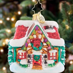 Christopher Radko Collectible> The Coziest Cottage Gem Glass Christmas Ornament 1021425