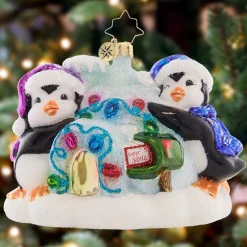 Christopher Radko Collectible> Welcome Home Igloo Glass Christmas Ornament 1021528