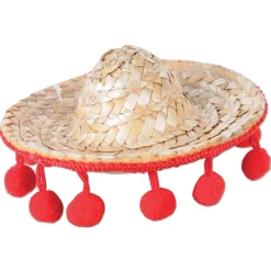 Party Central Club Pack Of 12 Beige And Red Women Adult Sombrero Hair Clip Costume Accessories - One Size