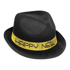 Beistle Club Pack Of 25 Black And Gold "Happy New Year" Party Hi-Hats
