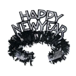 Beistle Club Pack Of 50 Black And Silver Regal "Happy New Years" Legacy Party Favor Tiaras