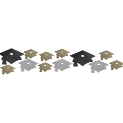 Party Central Club Pack Of 72 Black And Silver Graduation Mini Mortarboard Cutouts 8.5"