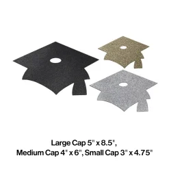 Party Central Club Pack Of 72 Black And Silver Graduation Mini Mortarboard Cutouts 8.5