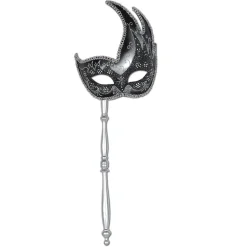 Beistle Club Pack Of 12 Black And Silver Elegantly Glittered Mardi Gras Masquerade Masks