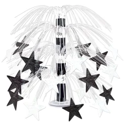 Party Central Club Pack Of 6 Black And White Glistening Star Centerpiece Decors 18"