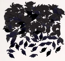 Party Central Club Pack Of 12 Black Mortarboard Cap Hat Shaped Graduation Day Celebration Confetti Bags 0.5 Oz.