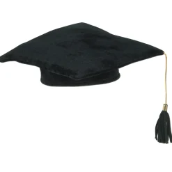 Party Central Club Pack Of 12 Black Plush Graduation Cap Costume Accesories 10 - Medium