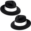 Beistle Club Pack Of 25 Black 20's Velour Fedora With White Band 5"