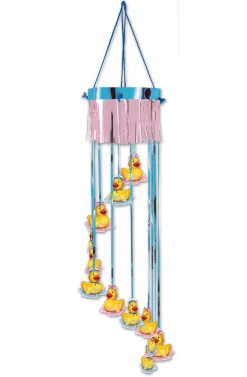 Party Central Club Pack Of 12 Blue And Pink Duckie Baby Shower Party Spiral Hanging Decors 40"