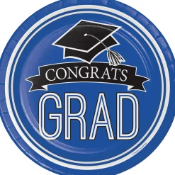 Party Central Club Pack Of 180 Blue And White School Spirit Disposable Dinner Plates 8.8"