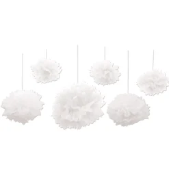 Beistle Club Pack Of 36 Bright White Decorative Tissue Fluff Balls Hanging Decoration 16"