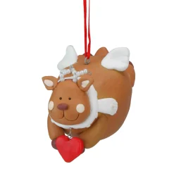 Roman Angels & Cherubs>Club Pack Of 12 Brown And White Chubby Reindeer Angel Christmas Ornaments 4"