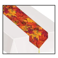 Beistle Club Pack Of 12 Brown Fall Leaf Disposable Banquet Party Table Runners 6'