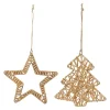 Melrose Stars>Club Pack Of 12 Brown Woven Rattan Star And Tree Christmas Ornaments 6"