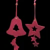 The Ribbon People Stars>Club Pack Of 18 Burgundy Red Bell And Star "Felt Ornaments